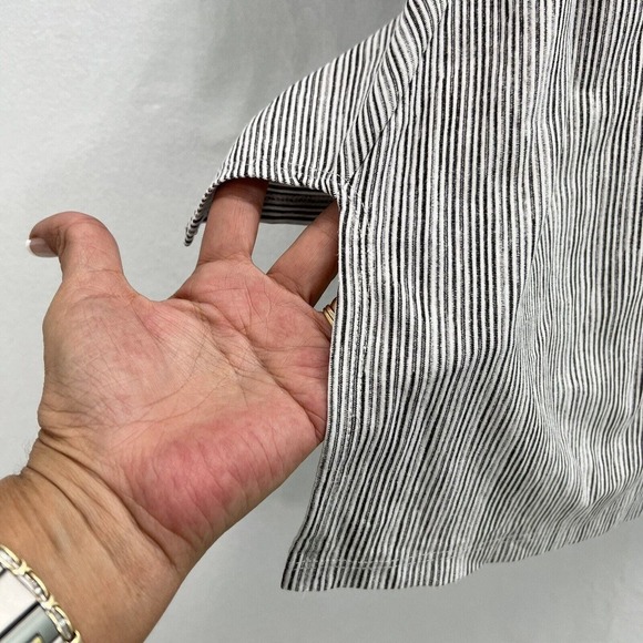 Joseph Ribkoff Tunic Top Womens 14 Striped Button Mother of Pearl Asymmetrical - Picture 6 of 9